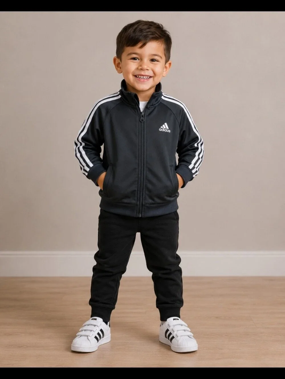 ADIDAS Zip Up Track Jacket Embroidered 3 Stripe 4T